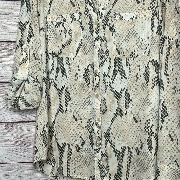 Express The Portofino Snake Skin Print Button Down Classic Shirt Size XS - Picture 9 of 10